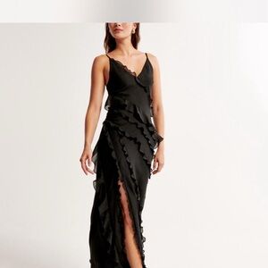 Abercrombie & Fitch Black Ruffled Evening Dress